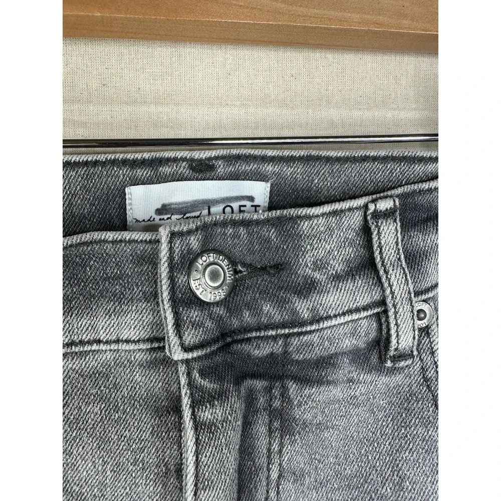 LOFT‎ Women's Gray The Kick Crop Denim Jeans Pants Size 12 / 31